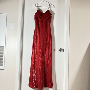 Vintage 90s Dollar Prom Dress Iridescent Floral Beads Maxi Gown Size large